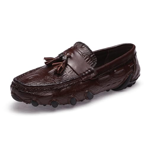 Men's Penny Loafers Moccasin Driving Shoes Fashion Crocodile Printed Slip On Flats Boat Shoes