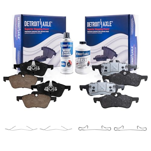Image of Detroit Axle - Brake Pads for 2002-2008 Mini Cooper Front and Rear Ceramic Brake Pads with Hardware 2003 2004 2005 2006 2007 Replacement