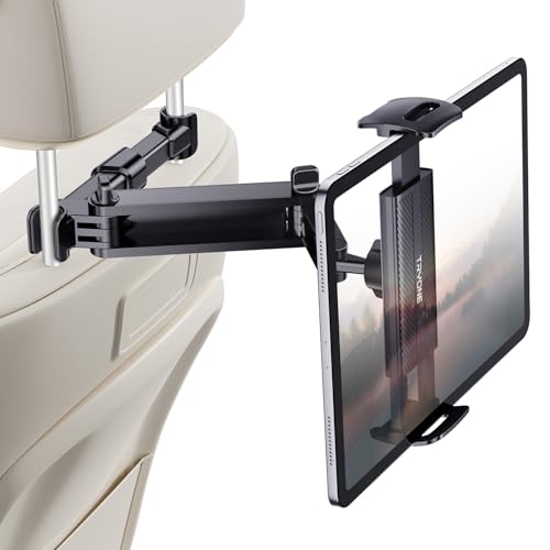 TRYONE Car Headrest Tablet Holder Mount Stretchable Backseat Tablets Stand for Kids Car Seat Mounts Compatible with iPad Pro 12.9 Air Mini iPhone Galaxy Tab Switch All 4.7-12.9 Screen Devices