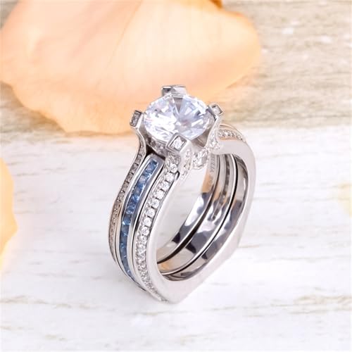Image of Jeulia Diamond Band Rings for Women cz Sterling Silver Interchangeable Ring Sets Wedding Engagement Anniversary Promise Ring Bridal Sets