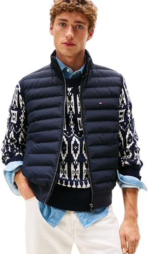 Tommy Hilfiger Chaleco Hombre Mix Media Gilet con Cuello Alto, Azul (Desert Sky), XXL