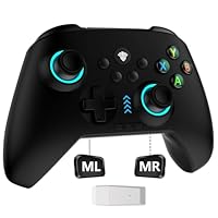 2.4G Wireless PC Controller with RGB Lighting/Programming Keys/Hall Joysticks/Hall Triggers/Vibrations,Three-Mode Switch Controller,Plug and Play Work for Windows PC, Android, Switch, Steam,TV