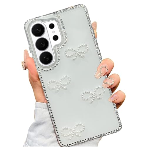 Image of DIZORO for Samsung Galaxy S26 Ultra 5G case,Cute Bow Tie Aesthetic Phone Case,Trendy Slim Hard IMD Shockproof Protective Bumper Designer Phone Back Cover for Women Girls - White