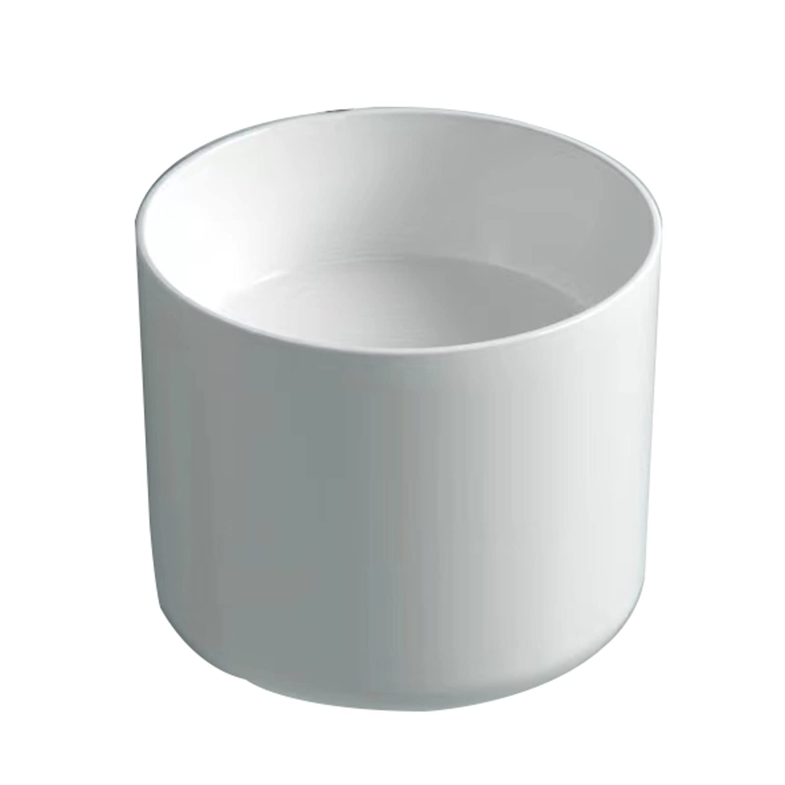 Vessel Sink Cylindrical White Ceramic Bathroom Vessel Sink Wall Mount No Overflow Hole Porcelain Vanity Basin, Only Countertop