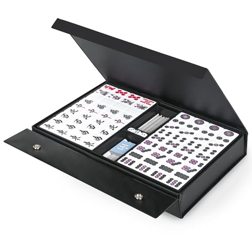 Set de Mahjong Riichi Japonés con 144 Fichas y Estuche Negro miniatura 2