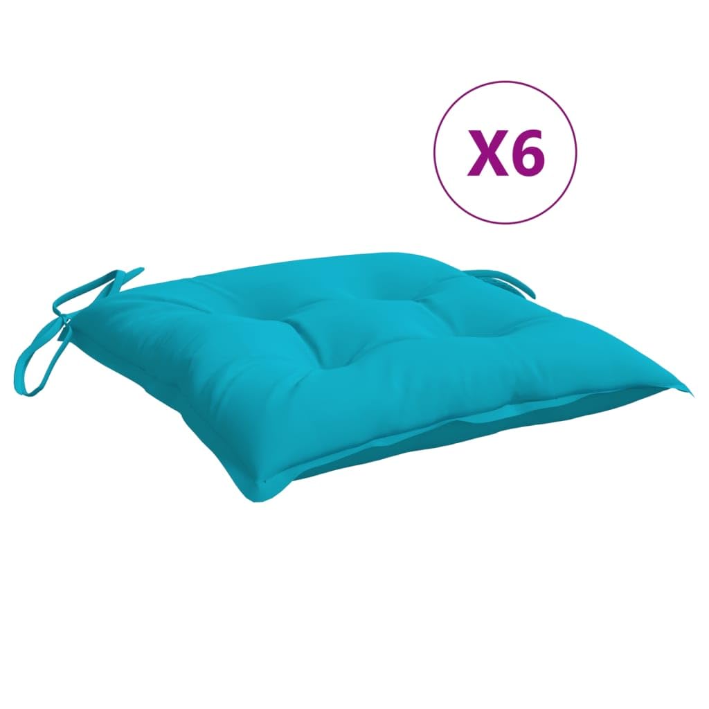 Tomostar Lot de 6 Coussins de Chaise de Jardin, Galette de Chaise Coussin d'assise Extérieur Jardin Turquoise 40x40x7 cm Tissu