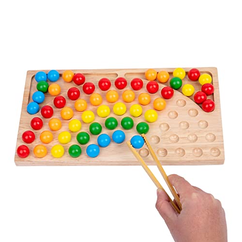 Image of Montessori Wooden Board Bead Game,Beads Counting for Kids,Fine Motor Toys-Number Handwriting Tracking Board-Early Tooders Rainbow Sorting Beads Montessori Toys for 3+ Years Old,Gifts for Boys Girls