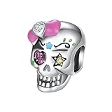 VALGACLS Colorful Skull Charm Halloween Charms for Bracelets Necklace 925 Sterling Silver Charms for Women
