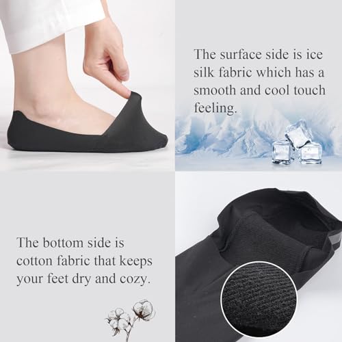 Image of floconssy No Show Socks Womens Nylon Non Slip Low Cut Invisible Liner Footies Thin Silk Socks for Flats Loafers 6 Pairs