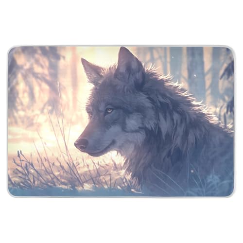 CEBUGI 34” x 52”Washable Underpads Heavy Absorbency Waterproof Incontinence Bed Pads Wolf Pee Pads for Adults Kids and Baby