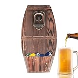 Abrebotellas de pared con receptor, abridor de botellas de barril de cerveza de madera | Retro Beer Barrel Keg Bottle Opender Kitchen Man Cave Decor Housemanding For Mus