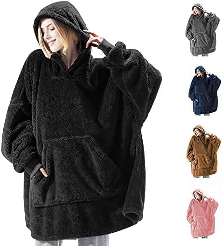 Hoodie Blanket, Oversized Sherpa Hoodie, Wearable Hoodie Sweatshirt Blanket, Super Soft Warm Comfortable Blanket Hoodie, One Size Fits All Adults Men Women Teens