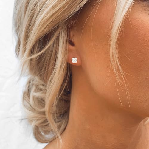 Lab Grown Diamond Earrings with Certificate for Women Men, Round Cut D-E Color VVS-VS Clarity, 925 Sterling Silver Stud Earrings Stud Earrings for Wedding Bridal4