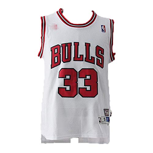 LAMBO Camiseta de baloncesto para hombre Chicago Bulls Scottie Pippen #33, transpirable Swing Man Jersey Fans Deportes sin Mangas, color blanco, tamaño small