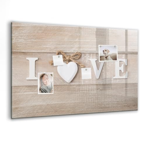 Tableau en verre magnétique premium 90x60 cm mural avec inscription Amour
