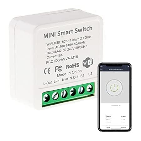 Image of Electrobot Smart WiFi Switch for Home Automation, 10A Max Output, 2.4GHz Wireless Remote Control with LED Light, Check Appliance Status via Mobile App (iOS & Android)
