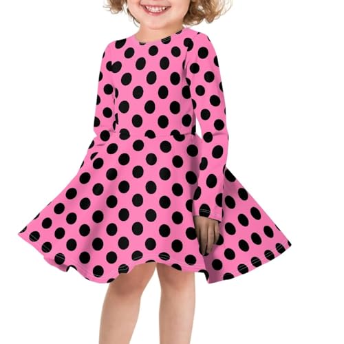 PinUp Angel Cute Girls Long Sleeve Dresses Polka Dot Leopard Patterned Girls A-line Dress for Winter Fall Xmas Gifts3