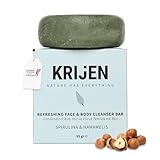 Krijen Festes Duschstück mit Spirulina & Hamamelis – Vegane Körperreinigungsbar für Mischhaut &...
