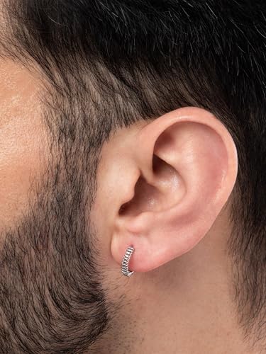 Image of ORIONZ Hoop Earrings for Men & Boys (1 Piece) - 925 Sterling Silver - Gift for Birthday Anniversary - 18k Gold Plated Jewellery - Men Fashion