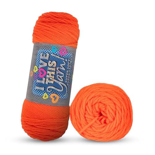 Image of Hobby Lobby I Love This Yarn, 100% Acrylic, 952 Orange Neon | 4 Medium Weight, 252 Yards Per Skein, For Crocheting & Knitting