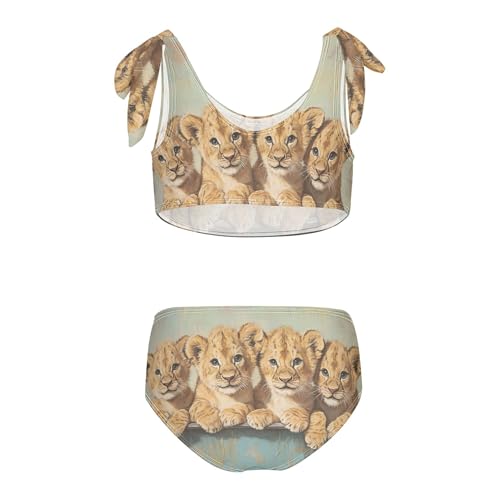 Cute Lion Cubs Tub Painting Girls Bikini Sets 2 Piece Swimsuits Bathing Suit Swimwear2