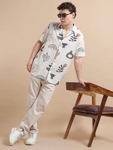 Image of StitchX Men's Half Sleeve Cuban Collar Printed Shirt
