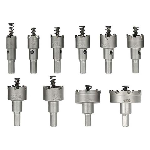 Hole Saw 10pcs Hole Saws Set Tungsten Carbide Steel Tooth Hole Saw Tooth Cutter Drill Bits Hole Saw Kits for Copper, Stainless Steel, Metal, Wood, Plastic … Cover