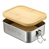 BSTKEY Butter Dish with Lid for Countertop, Stainless Steel Butter Holder Container with Silicone Sealing, Unbreakable Butter Keeper for Kitchen, Holds 1 Stick West or 2 Sticks East Coast Butter