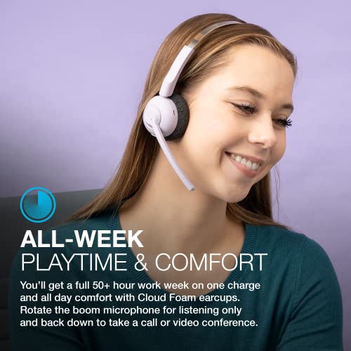 JLab Go Work Pop Wireless Headsets with Microphone, 50+ H Bluetooth Computer Headset, Multipoint Connect - Image 3