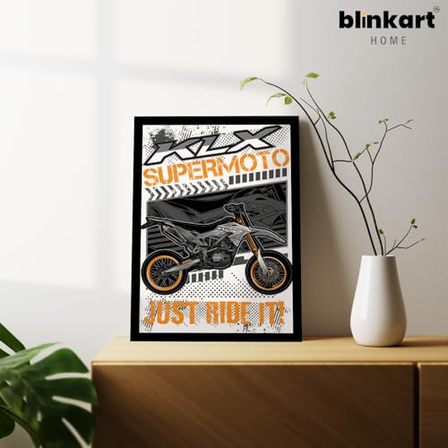 Image of BLINKART Kawasaki KLX CarFramed Posters Gift Items Boys Room Wall Decoration Bedroom Office Studio Synthetic Wood Frame & Acrylic Glass Ready to Hang - 12x8 Inch, (A4 Size) - CAR-142