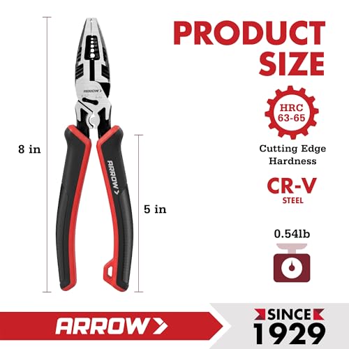 ARROW 6-in-1 Linemans Pliers, 8" Multipurpose Linesman Pliers, Side Cutters by Arrow Fastener - Used condition - Image 3