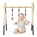 DREAMADE Spieltrapez aus Holz, Motorikspielzeug für Babys, Spielbogen mit 3 Spielzeugringe & 2 Kleinen Tiermodellen, Aktivitätszentrum mit Dreieckigen Struktur, für Kinderzimmer (Grau)