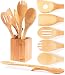 Organic Bamboo Cooking Utensils Set, Unique Elevation Feature, 6 Piece Set, Wooden Spoons Spatula, Kitchen Utensil Set, High Heat Resistant, Wood Serving Spoon, Eco-Friendly & Biodegradable Gift Idea