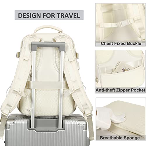 Travel Backpack For Women Men 15.6 Inch Laptop Backpacks With Usb Port Carry On Backpack Flight Approved Large Back Packs College Bookbags Outdoor Sports Rucksack Casual Daypack (White,15.6 Inch) #TOP4