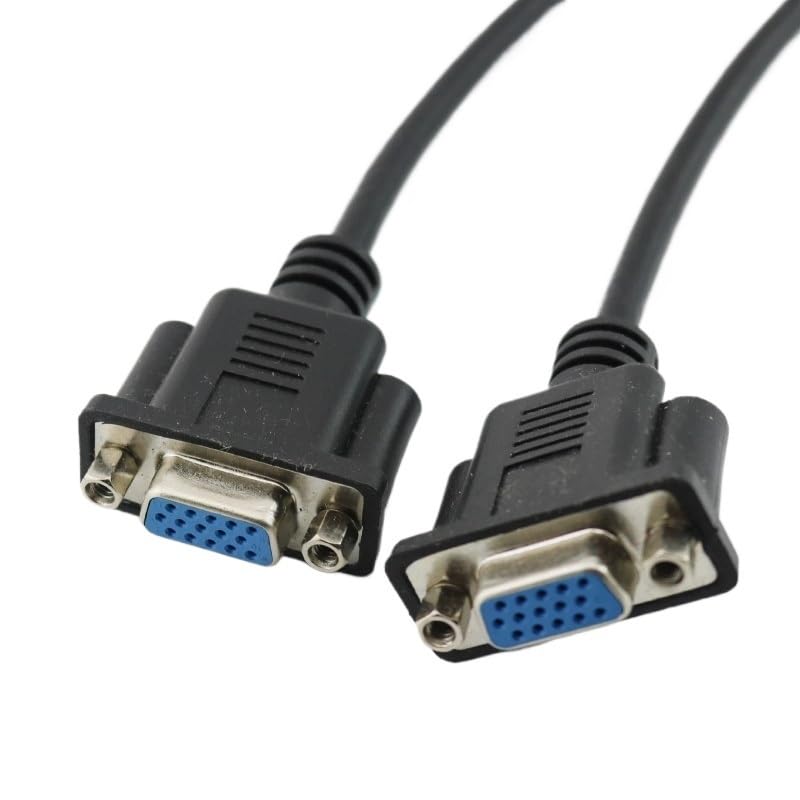 1 câble VGA 15 broches femelle vers femelle pour écran d'ordinateur Noir 30 cm