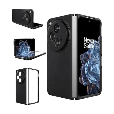 Eastcoo Slim Fit Case for Oneplus Open, [Leather + Hard PC Back][Wireless Charging Support] Ultra-Thin Shockproof Protective Case Cover for Oneplus Open 2023, Black Cover