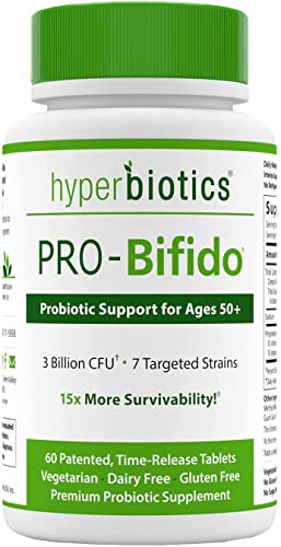 Hyperbiotics Pro Bifido Tablets | Probiotics for Women & Men, Adults Over 50 | Digestive Health, Immune Support | Nutritional Supplement, Time Released | 60 Count