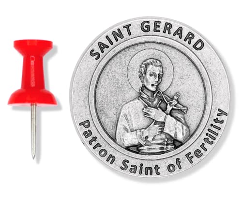 St. Gerard Patron Saint Of Fertility Prayer Pocket Token Coin -1.2" Oval Silver Oxidized Finish Carry In Pocket, Purse Or Wallet St. Gerard Pocket Token, Made In Italy #TOP4