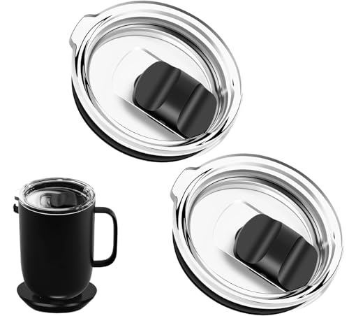 UWSTE 2 Pack Magnetic Slider Replacement Lid Compatible with Ember First and Second Generation Mugs 14 oz, Splash-Proof, BPA Free