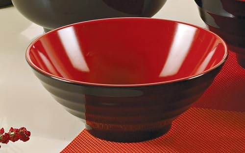 Yanco CR-576 Black and Red Two-Tone Noodle Bowl, 36 oz Capacity, 2.75