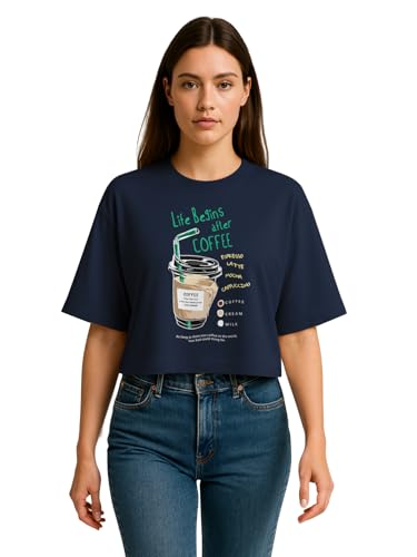 Image of HELLCAT Beige Printed Loose Fit Crew-Neck Crop T-Shirt for Women