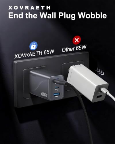 Image of Super Fast 65W GaN USB-C 3-Port Foldable Charger for Samsung S26 Ultra /S26 /S26+ /S25 Ultra /S25 /S24 Ultra /S24 /S23 Ultra /S22 Ultra, iPhone 17 /16 /15 /14 /13 /12, MacBook Pro /Air & iPad Pro(Silver Gray)