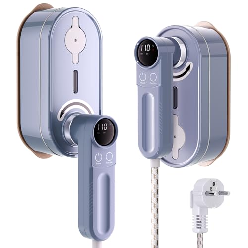 Stiratore Verticale, Potente Ferro da Stiro Verticale da 1200 W con 6 Temperature, Stiratura a Secco e a Vapore, Ddisplay LCD, Riscaldamento Rapido, Maniglia Girevole a 180°, per Ccasa e Viaggio