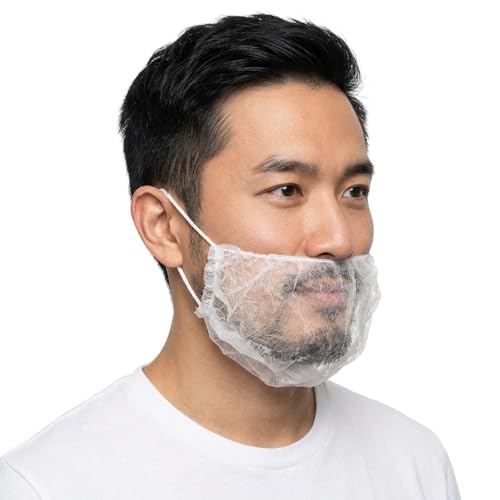 PENTAGON SAFETY EQUIPMENT Disposable Beard Covers Protector | 18" White | Beard Nets for Cooking/Cleaning, White, 18"