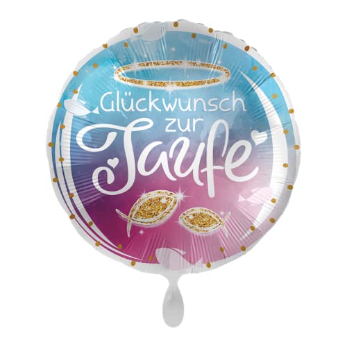 1 Folienballon Taufe Glückwunsch zut Taufe rund bunt ca 45 cm ungefüllt Ballongas geeignet