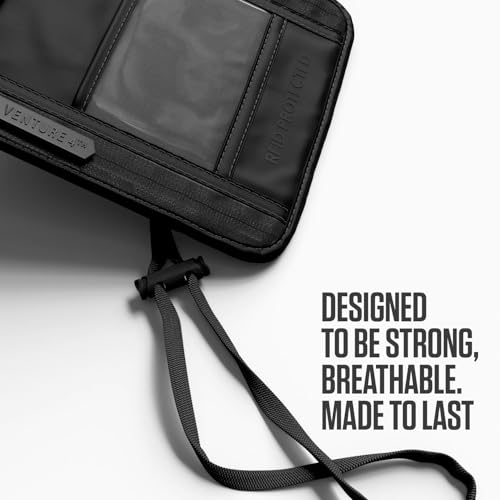 Image of VENTURE 4TH Neck Wallet for Women & Men - RFID Blocking Passport Holder for Travel, Hidden Neck Pouch with 6 Compartments, Slim Lightweight Travel Organizer with Adjustable Strap, Durable Nylon, Sleek