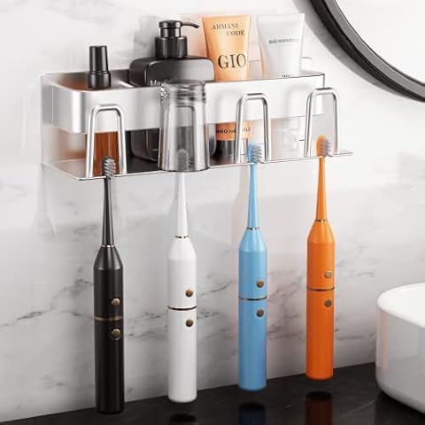 Zahnbürstenhalter Wand Zahnbürsten Halter Ohne Bohren Zahnbürstenhalter Elektrische Aufsteckbürsten Halter Set Weltraum Aluminium Rostfrei Robust Cover