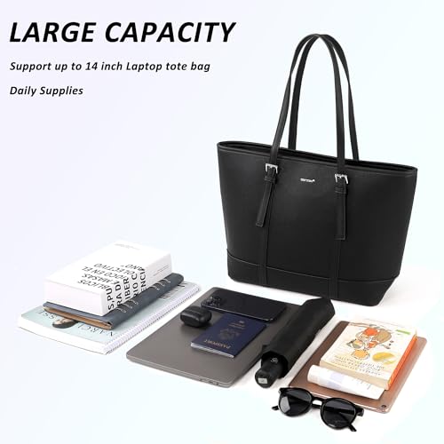 Bolso Tote para mujer de cuero vegano con compartimentos miniatura 6