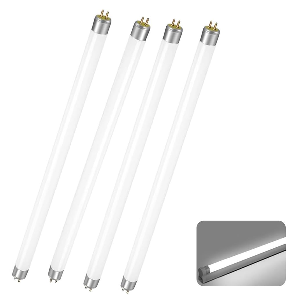 T5 Tubes Fluorescents 300mm 8W, 4 Pack Blanc Froid 6500K, 560LM, Base G5, Faible Consommation D'énergie, éclairage D'urgence à économie D'énergie, Convient Pour Cuisine, Salle De Bain, Armoire, Garage