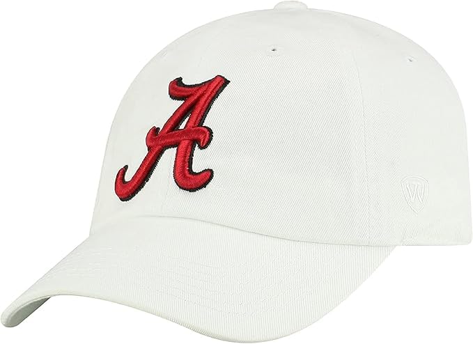 Collegiate White Team Color Adjustable Hats (US Alpha One Size Alabama A)